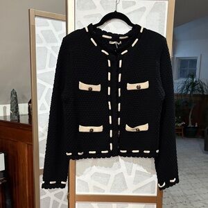 Black and Cream Knit Cardigan